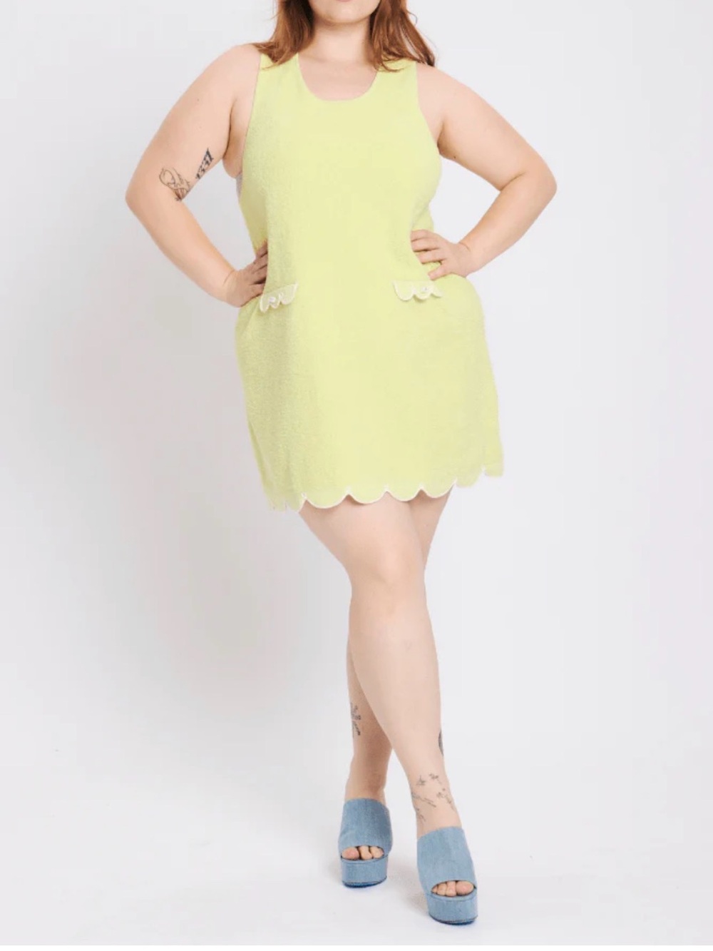 Rachel Antonoff Light Lime Green Terry Sleeveless dress